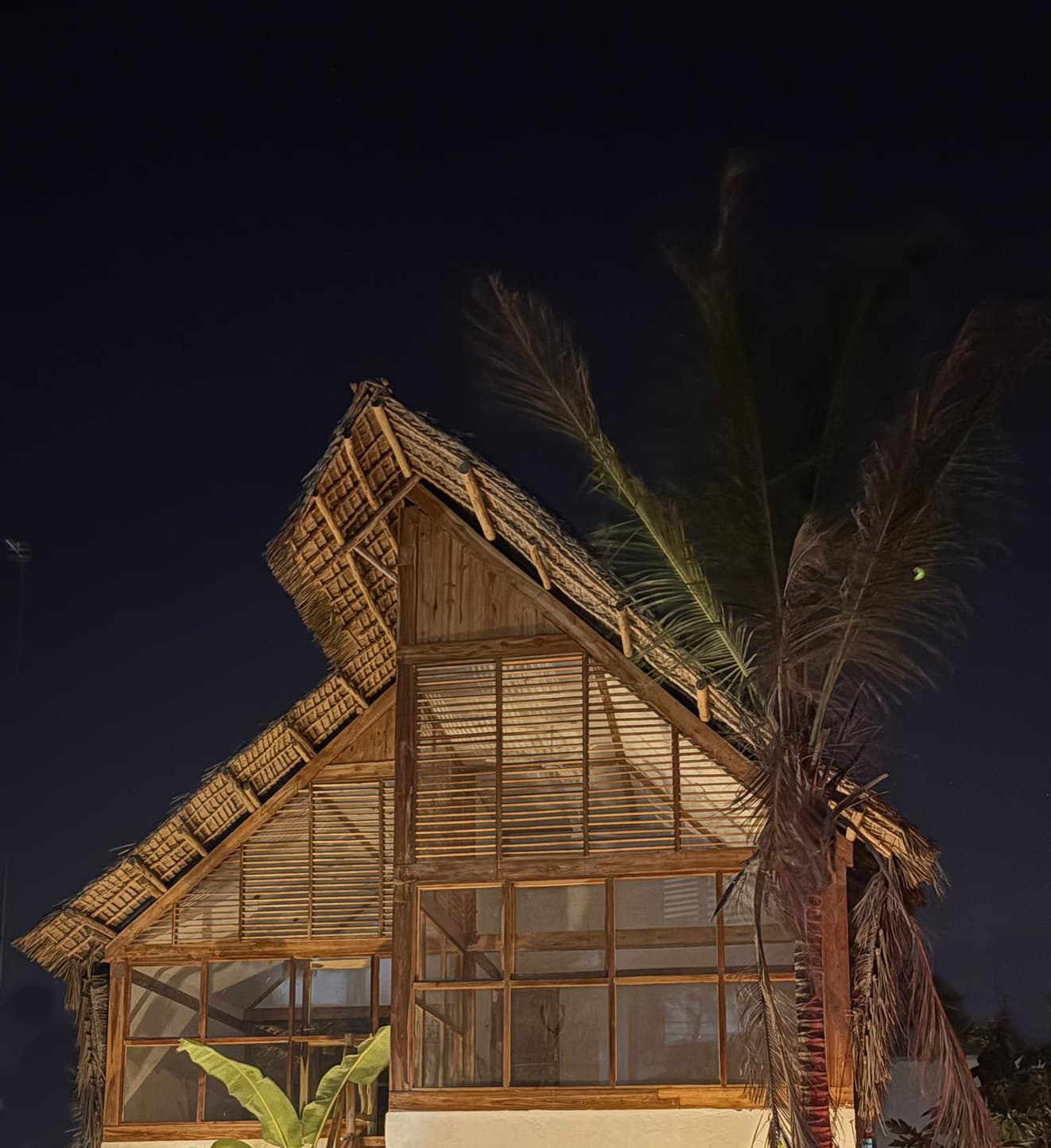 Night exterior view of the dorms