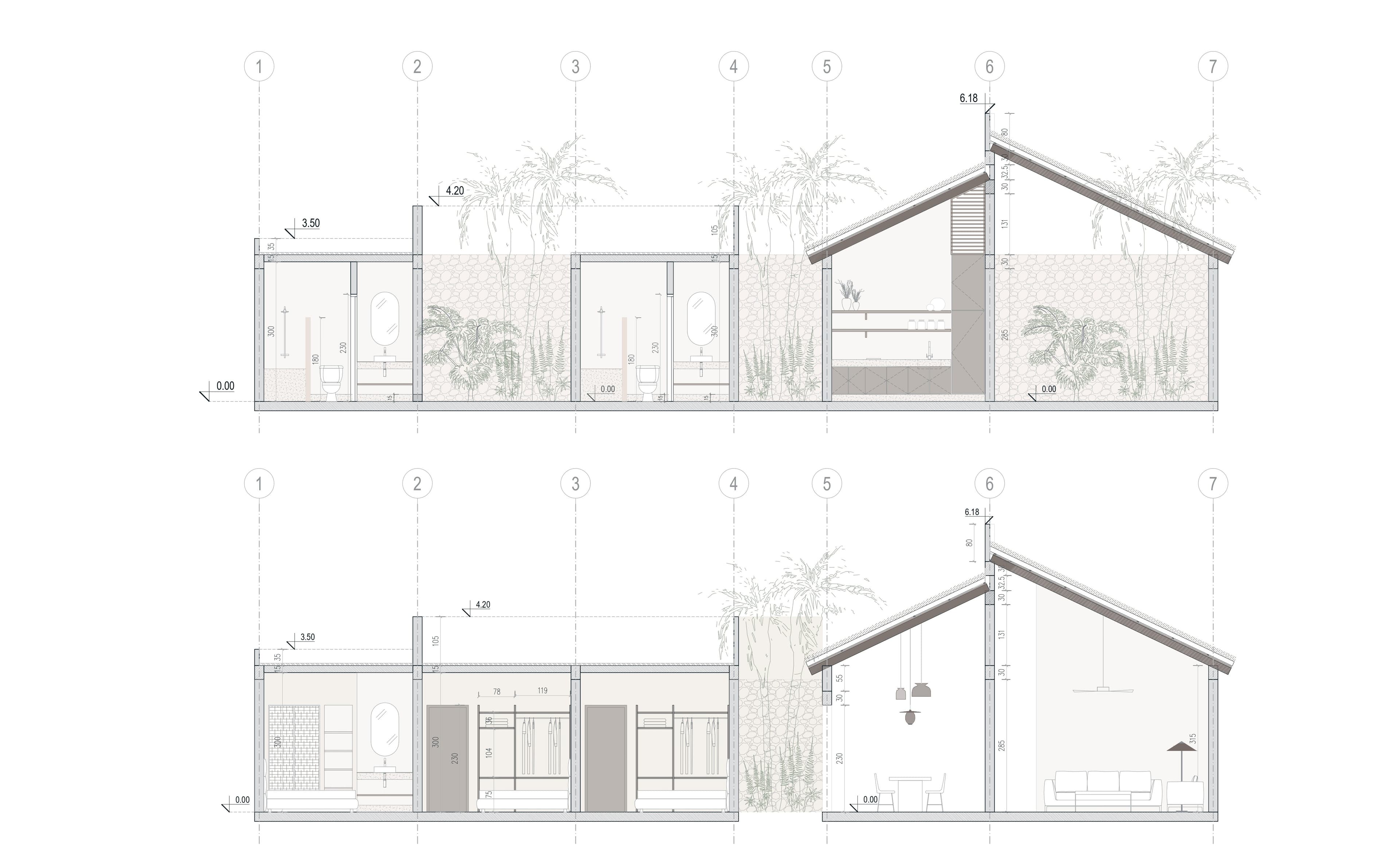 Villa D1 sections and elevations