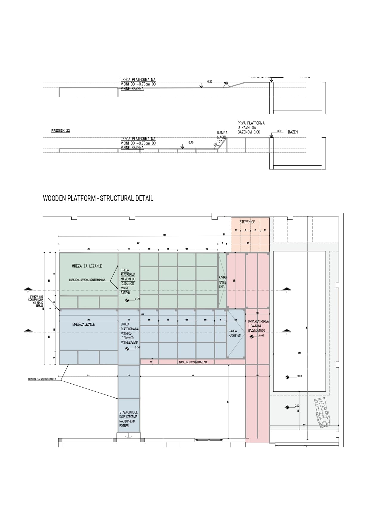 Wooden deck and coworking area