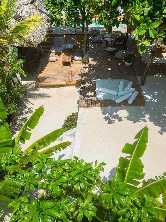 Pool view through trees